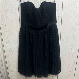 NWT White House Black Market polka dot tulle skirt Strapless Black Dress Size 6